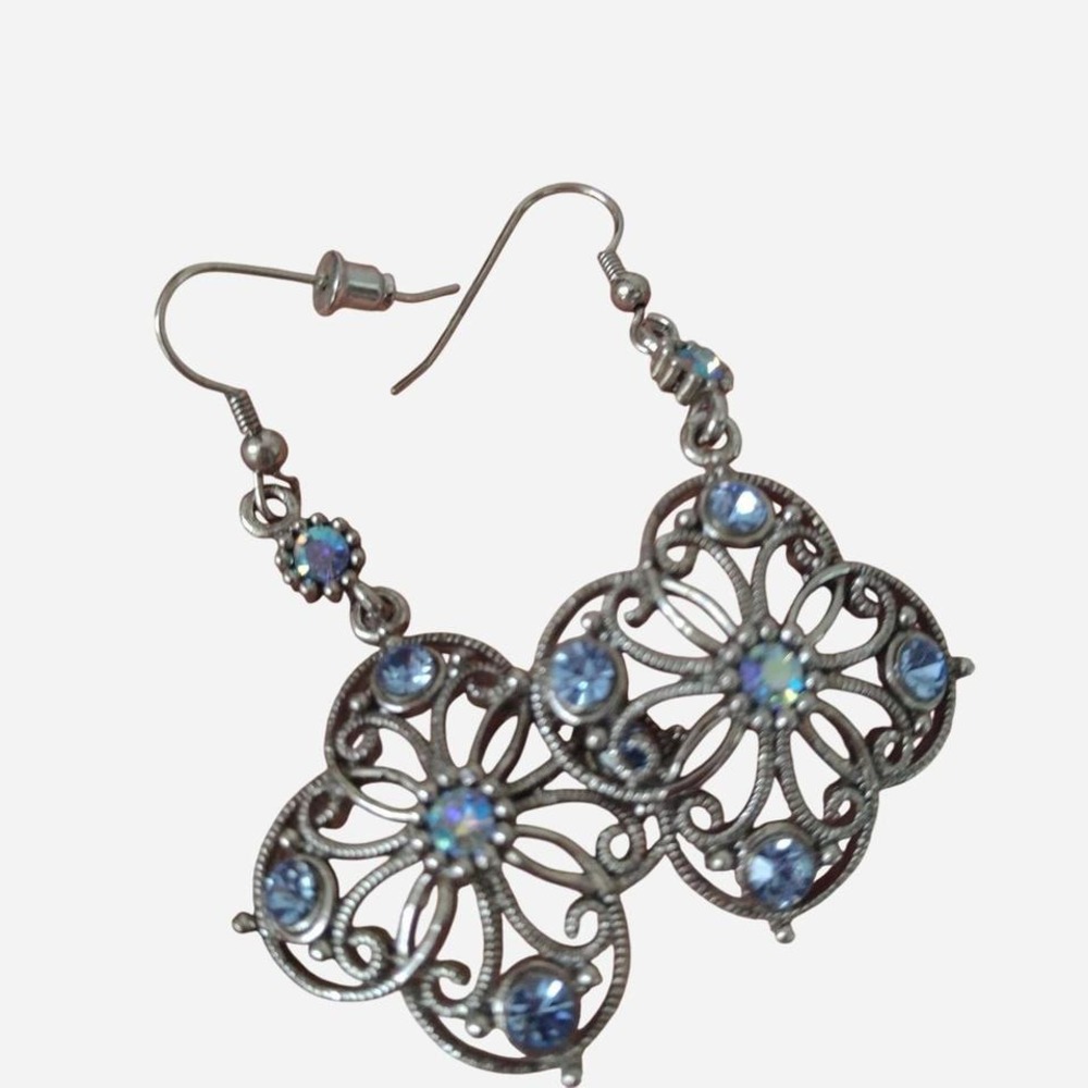 silver dangle crystal earrings